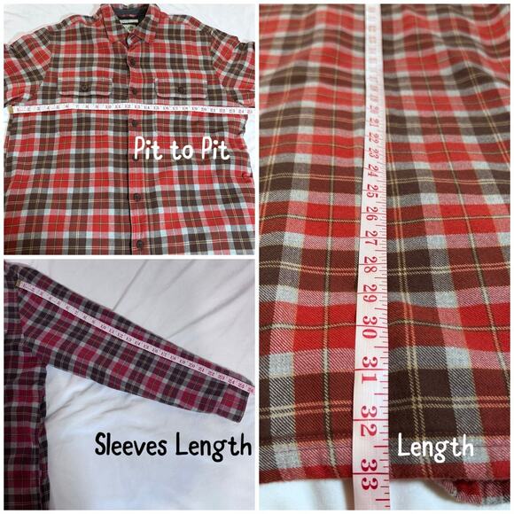 LL Bean Red Fleece Lined Cotton Flannel Button-Up Shirt Men’s Size L USED - Picture 7 of 8